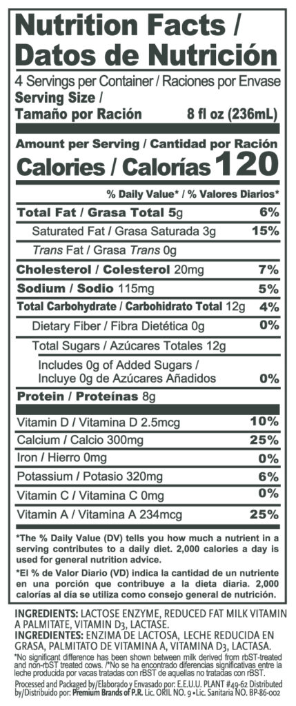 Leche Sin Lactosa 32oz